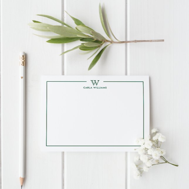 Tarjeta Pequeña Monograma formal clásico oscuro verde (Subido por el creador)