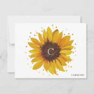 Tarjeta Pequeña Monograma girasol Boho Floral personalizado