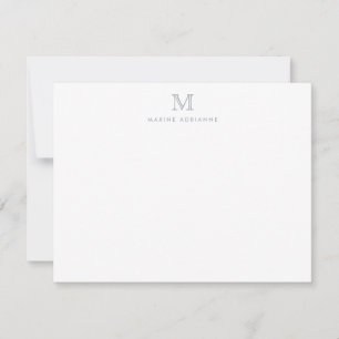 Tarjeta Pequeña Monograma Gris Plata Simple Clásico Elegante