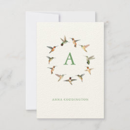 Tarjeta Pequeña Monograma Hummingbird