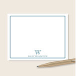 Tarjeta Pequeña Monograma Inicial Borde Azul Océano Profesional<br><div class="desc">Este diseño presenta un borde doble delgado con espacio para un monograma y nombre/texto en la parte inferior. Haga clic en el botón personalizar si desea ajustar los elementos del diseño y/o modificar aún más el texto. Variaciones de este diseño, colores adicionales, así como productos coordinados están disponibles en nuestra...</div>