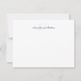 Tarjeta Pequeña Monograma Inicial de Letra Elegante Azul Marino