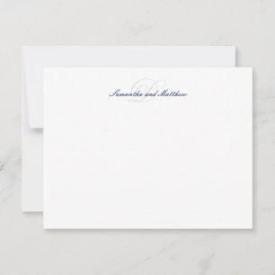Tarjeta Pequeña Monograma Inicial de Letra Elegante Azul Marino