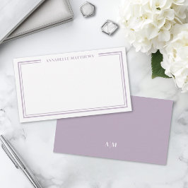 Tarjeta Pequeña Monograma inicial minimalista púrpura