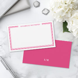 Tarjeta Pequeña Monograma inicial minimalista rosa