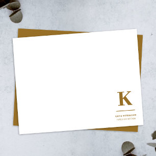 Tarjeta Pequeña Monograma lujoso minimalista elegante con dorado
