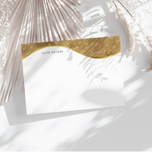 Tarjeta Pequeña Monograma lujoso Relieve metalizado Faux Gold Spar