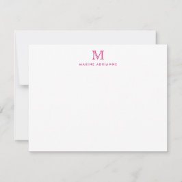 Tarjeta Pequeña Monograma Magenta rosa Simple Moda clásica elegant