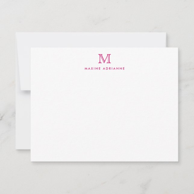 Tarjeta Pequeña Monograma Magenta rosa Simple Moda clásica elegant (Anverso)