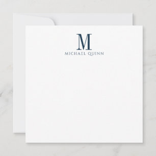 Tarjeta Pequeña Monograma Masculino Azul Marino