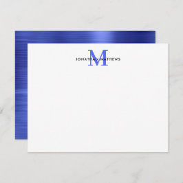 Tarjeta Pequeña Monograma Metalizado Royal Blue Classic cepillado 