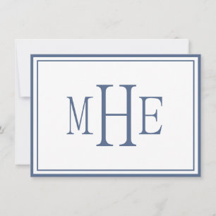 Tarjeta Pequeña Monograma minimalista azul