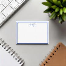 Monograma Minimalista Azul Simple con Dos Bordes