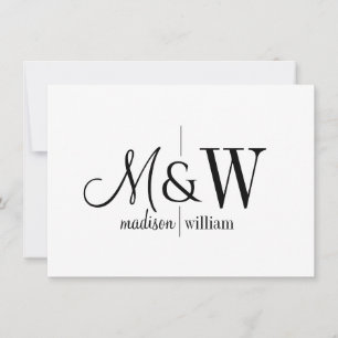 Tarjeta Pequeña Monograma Minimalista Blanco negro