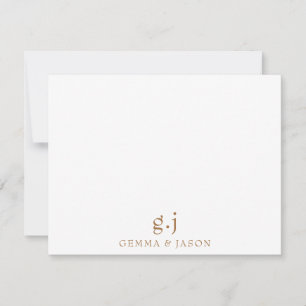 Tarjeta Pequeña Monograma Minimalista clásico oro blanco