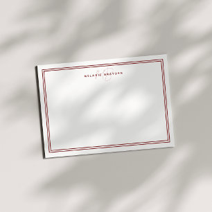 Tarjeta Pequeña Monograma Minimalista de Moda simple con dos borde