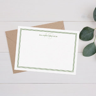 Tarjeta Pequeña Monograma Minimalista de Moda simple con dos borde