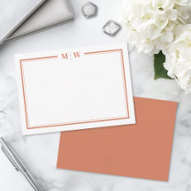 Monograma minimalista de naranja con doble borde