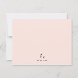 Tarjeta Pequeña Monograma Minimalista de Nombre Rosa Beige Elegant