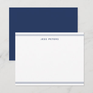 Tarjeta Pequeña Monograma minimalista dos bordes azul marino