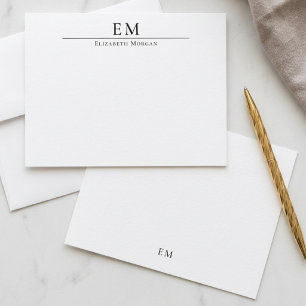 Tarjeta Pequeña Monograma Minimalista Elegante Simple Negro Blanco
