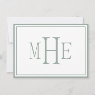 Tarjeta Pequeña Monograma minimalista en verde salvia