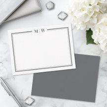 Monograma Minimalista Gris con Doble Borde