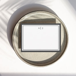 Tarjeta Pequeña Monograma minimalista negro y blanco de dos bordes