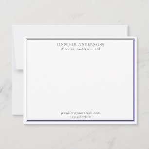 Tarjeta Pequeña Monograma Minimalista profesional azul marino