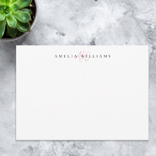Tarjeta Pequeña Monograma Minimalista rosa elegante