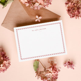 Tarjeta Pequeña Monograma Minimalista simple escarlata con dos bor