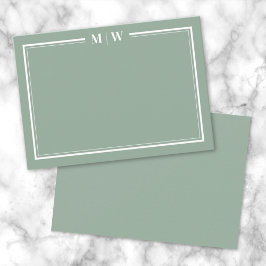 Tarjeta Pequeña Monograma Minimalista Verde de Dos Bordes