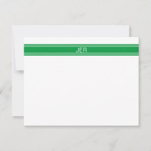 Tarjeta Pequeña Monograma Minimalista Verde Kelly