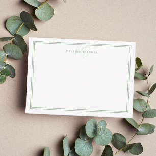 Tarjeta Pequeña Monograma Minimalista Verde Menta Dos Bordes