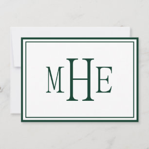 Tarjeta Pequeña Monograma minimalista verde oscuro