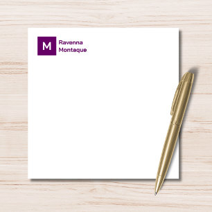 Tarjeta Pequeña Monograma Moderno Ciruela Púrpura Escritura Person