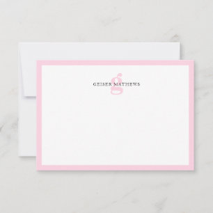 Tarjeta Pequeña Monograma moderno clásico tipográfico ligero rosa