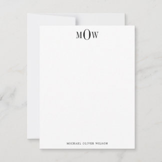 Tarjeta Pequeña Monograma moderno de 3 letras