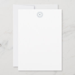 Tarjeta Pequeña Monograma moderno de pizarra azul de sol