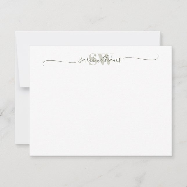 Tarjeta Pequeña Monograma Moderno Elegante Nombre de guión de Moda (Anverso)
