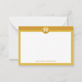 Tarjeta Pequeña Monograma moderno geométrico amarillo mostaza de m