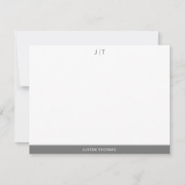 Tarjeta Pequeña Monograma moderno Gris Smokey Stationery personal 
