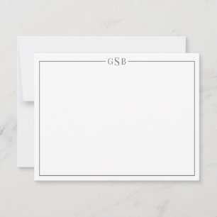 Tarjeta Pequeña Monograma moderno Gris Smokey Stationery personal