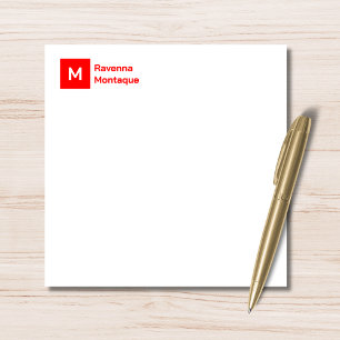 Tarjeta Pequeña Monograma Moderno Neon Rojo Personalizado Script