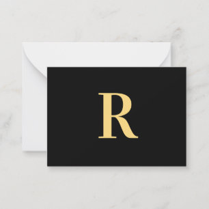 Tarjeta Pequeña Monograma moderno oro negro mínimo