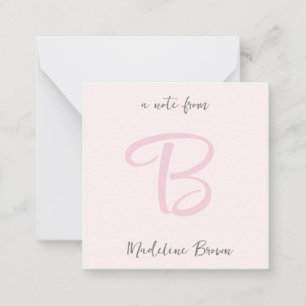 Tarjeta Pequeña Monograma moderno Rubor rosa Minimalista