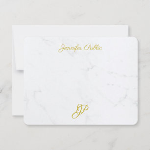 Tarjeta Pequeña Monograma moderno simple elegante para ella oro sc