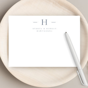 Tarjeta Pequeña Monograma moderno simple Pareja Stationery inicial