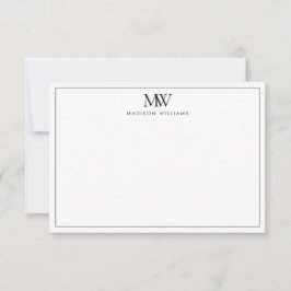 Tarjeta Pequeña Monograma moderno simple y elegante
