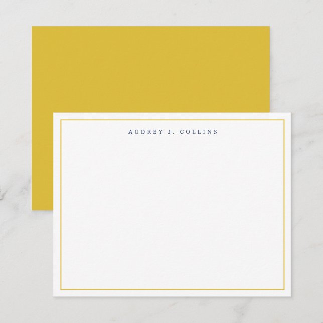 Tarjeta Pequeña Monograma Monograma de Oro Azul de la Marina Estil (Anverso / Reverso)